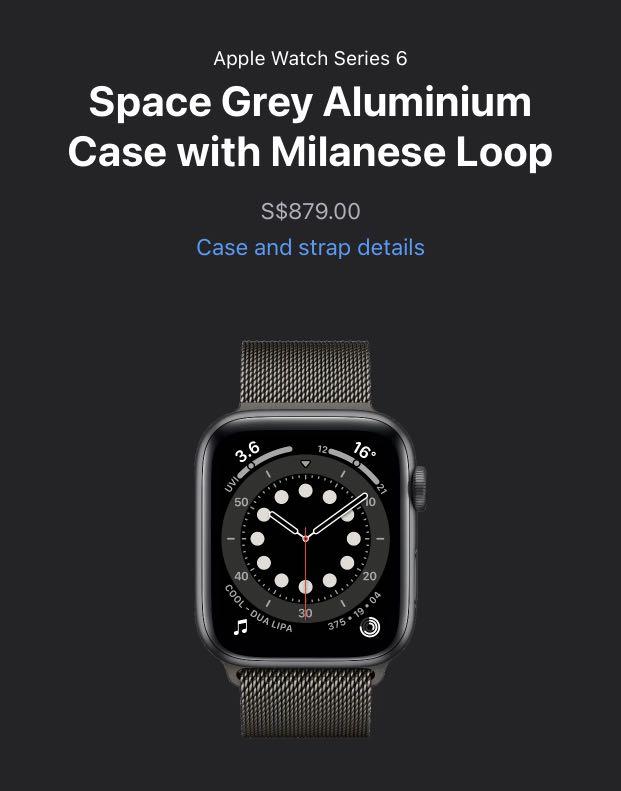 Apple Watch Series 6 Cellular 44mm Graphite Milanese loop