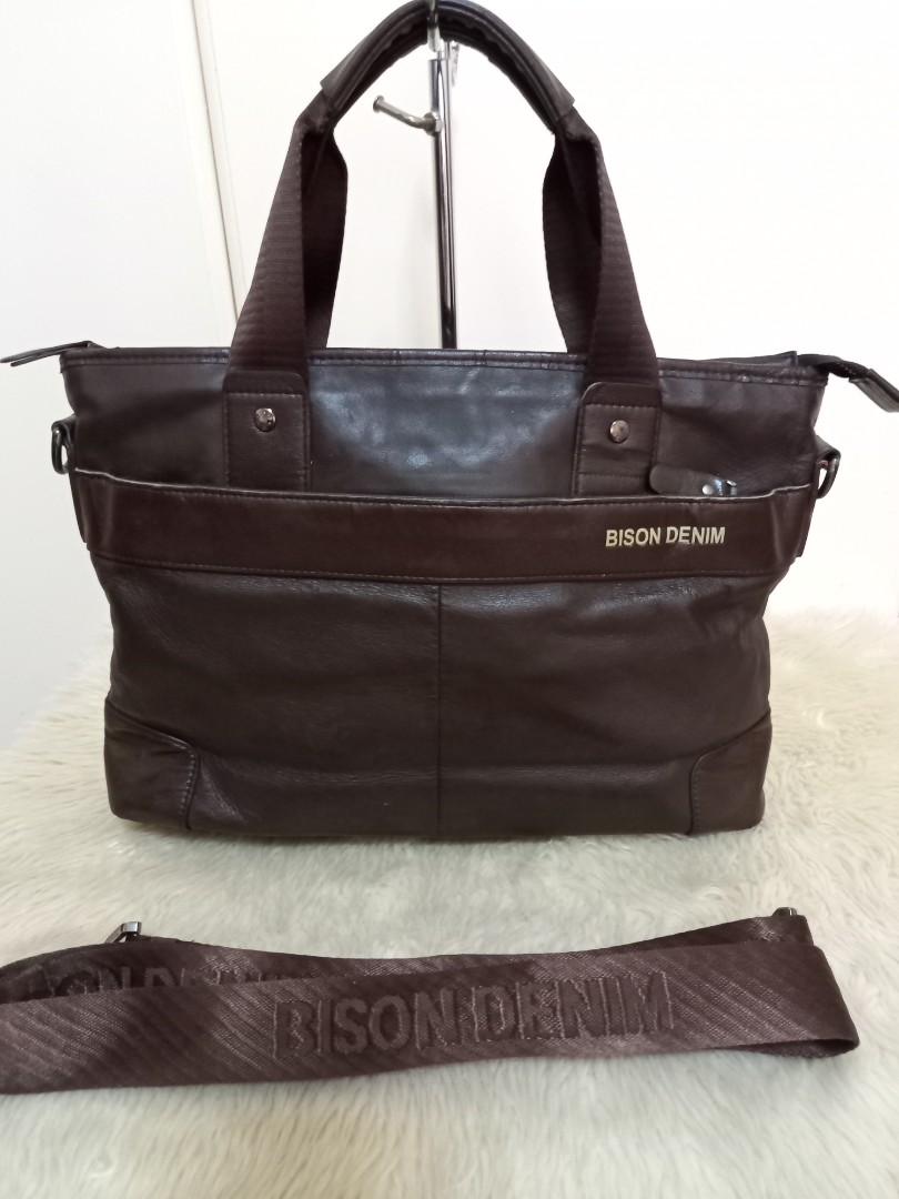 BISON LEATHER LAPTOP BAG, Men's Fashion, Bags, Briefcases on Carousell
