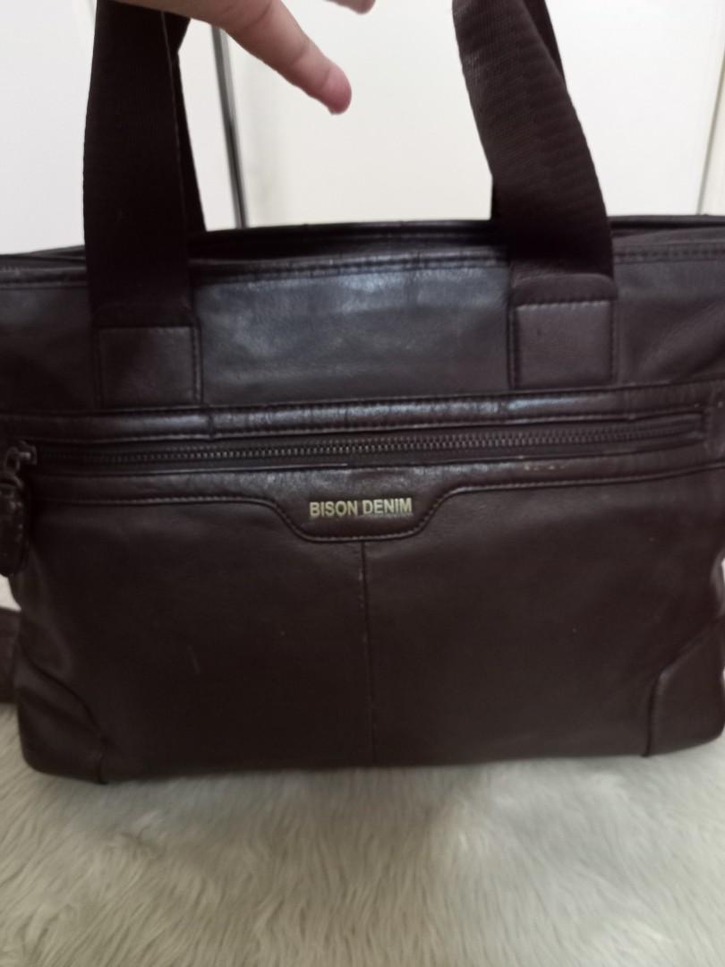 BISON LEATHER LAPTOP BAG, Men's Fashion, Bags, Briefcases on Carousell