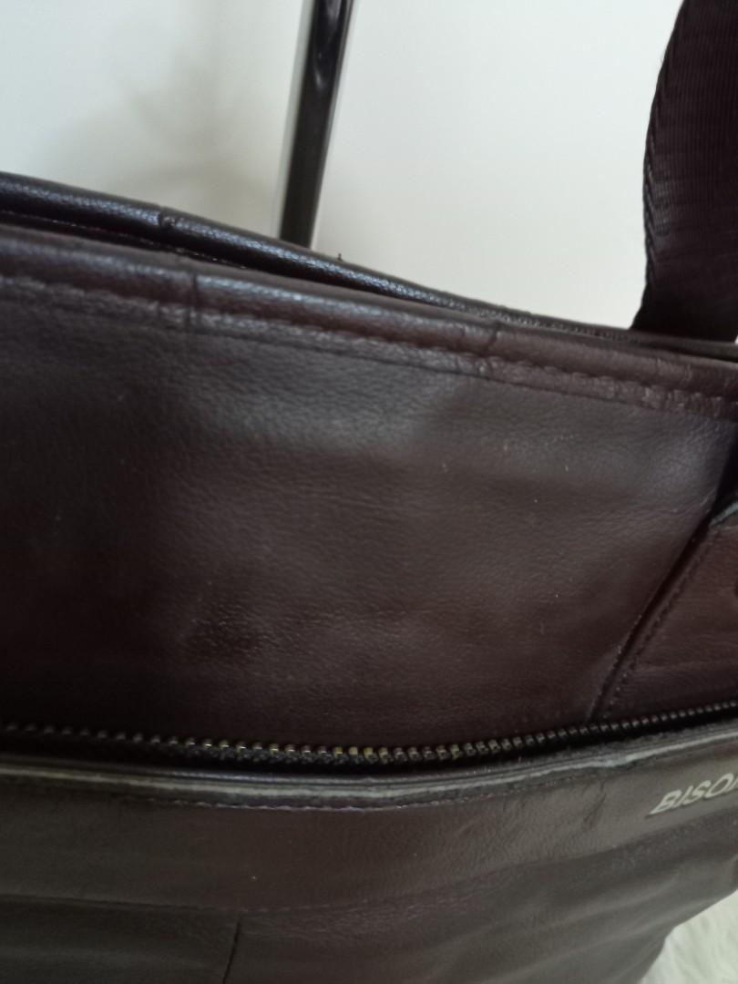 BISON LEATHER LAPTOP BAG, Men's Fashion, Bags, Briefcases on Carousell