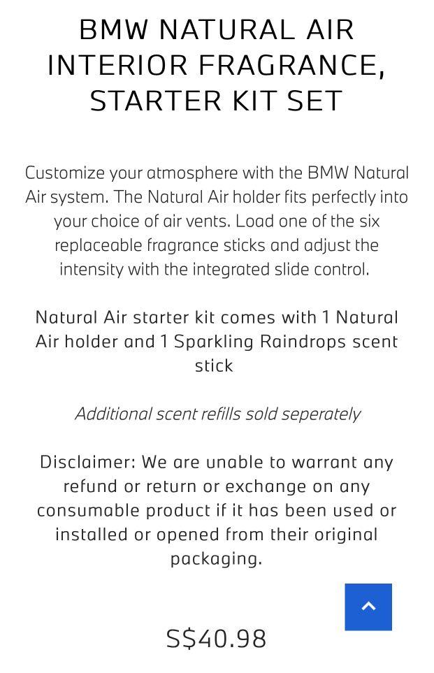 BMW Natural Air Interior fragrance starter kit