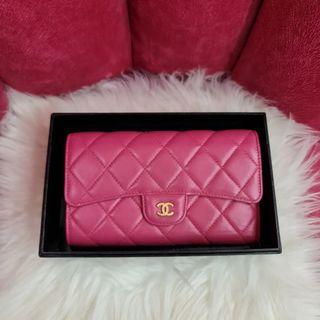 Chanel trifold wallet in fuschia