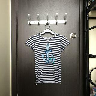 The Children's Place Dark Blue & White Striped Hooded Anchor Shirt [navy nautical print graphic]