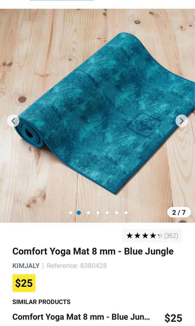 Decathlon Yoga 8 Mm Comfort Yoga Mat - Dark Blue Palm (Excellent