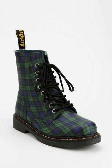 Dr. Martens Drench 8 Eye Plaid Rain boot Women s Fashion Footwear Boots on Carousell
