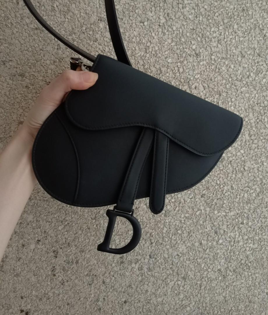 Dior ultramatte saddle belt pouch with black magnetic D stirrup closure 2019 release