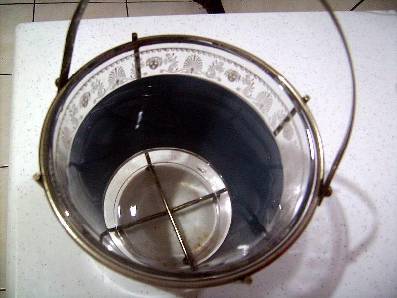 Ice Bucket Greek Mythology (Category: Other Kitchenware & Tableware) located in Quezon City. Submitted by niteroi (Listing ID 1111805803, Image 3). Description: Ice bucket with Greek mythology design, vintage 1960s Bucket made of thick glass, iron handle grip Dimensions: width 6 in., height (bucket) 5 in. In very good condition. Glass is free from nicks or scratches. Metal handle has some rusted spots due to age. Perfect for fans of Greek mytholo