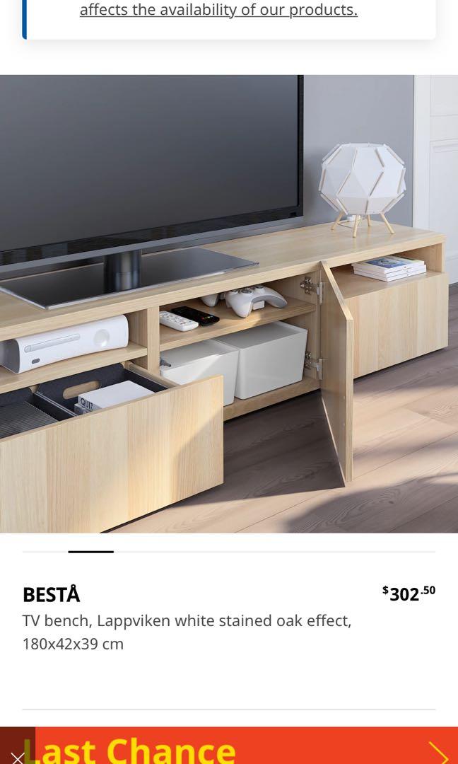 Ikea Besta tv bench with legs, Furniture & Home Living, Furniture