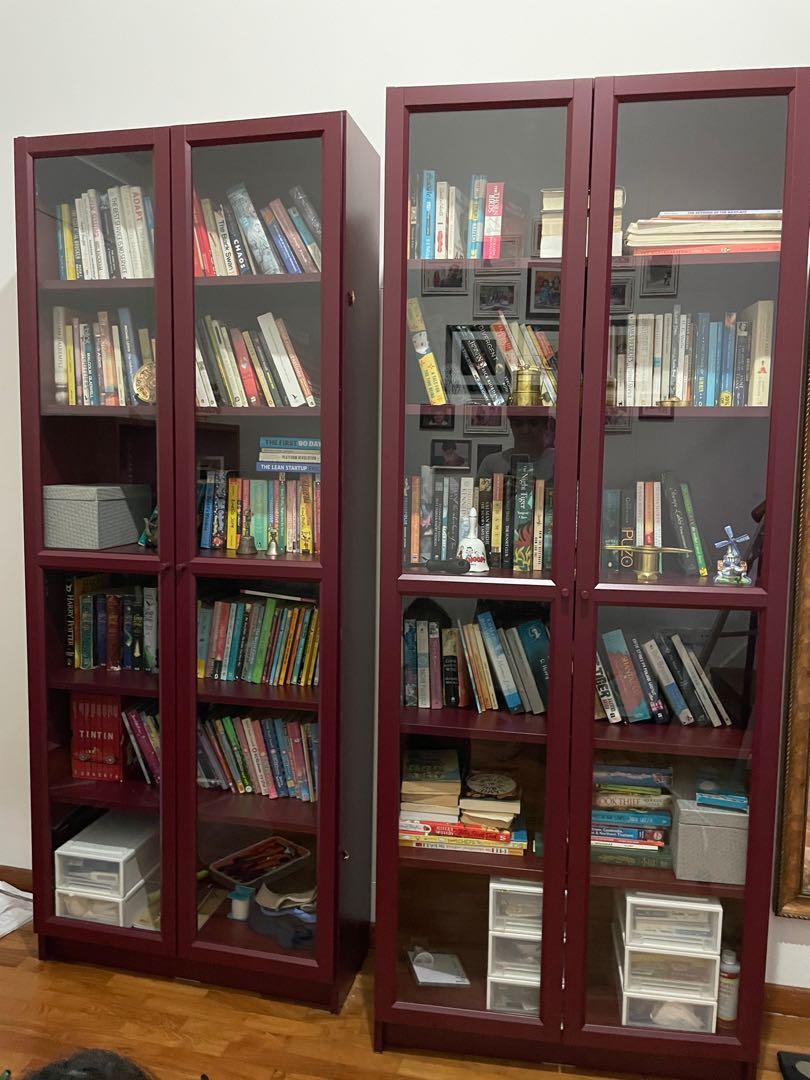 Billy bookcase dark shop red