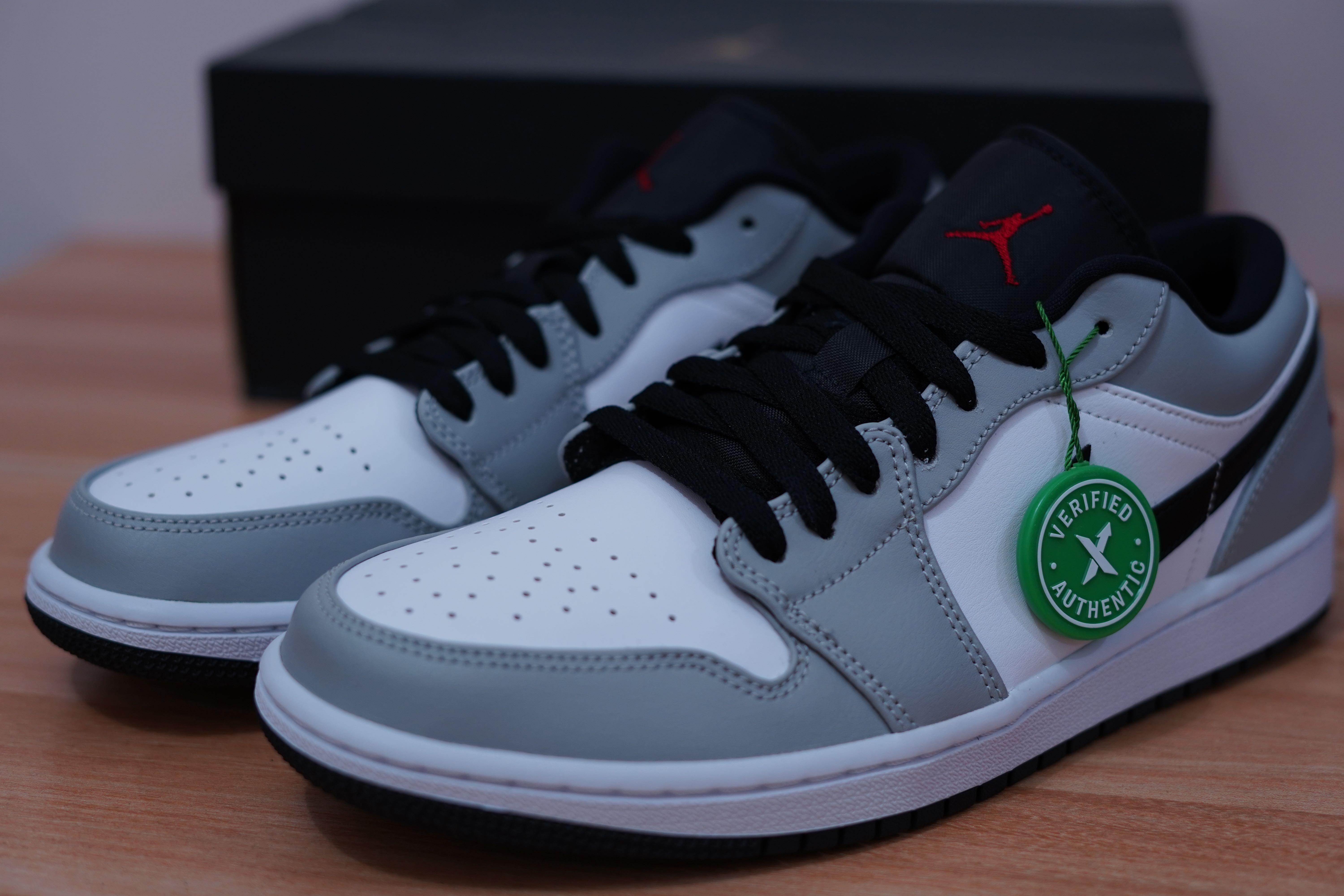 light smoke grey jordan 1 low on feet