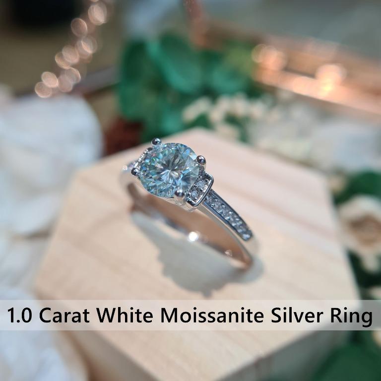 White moissanite store engagement rings