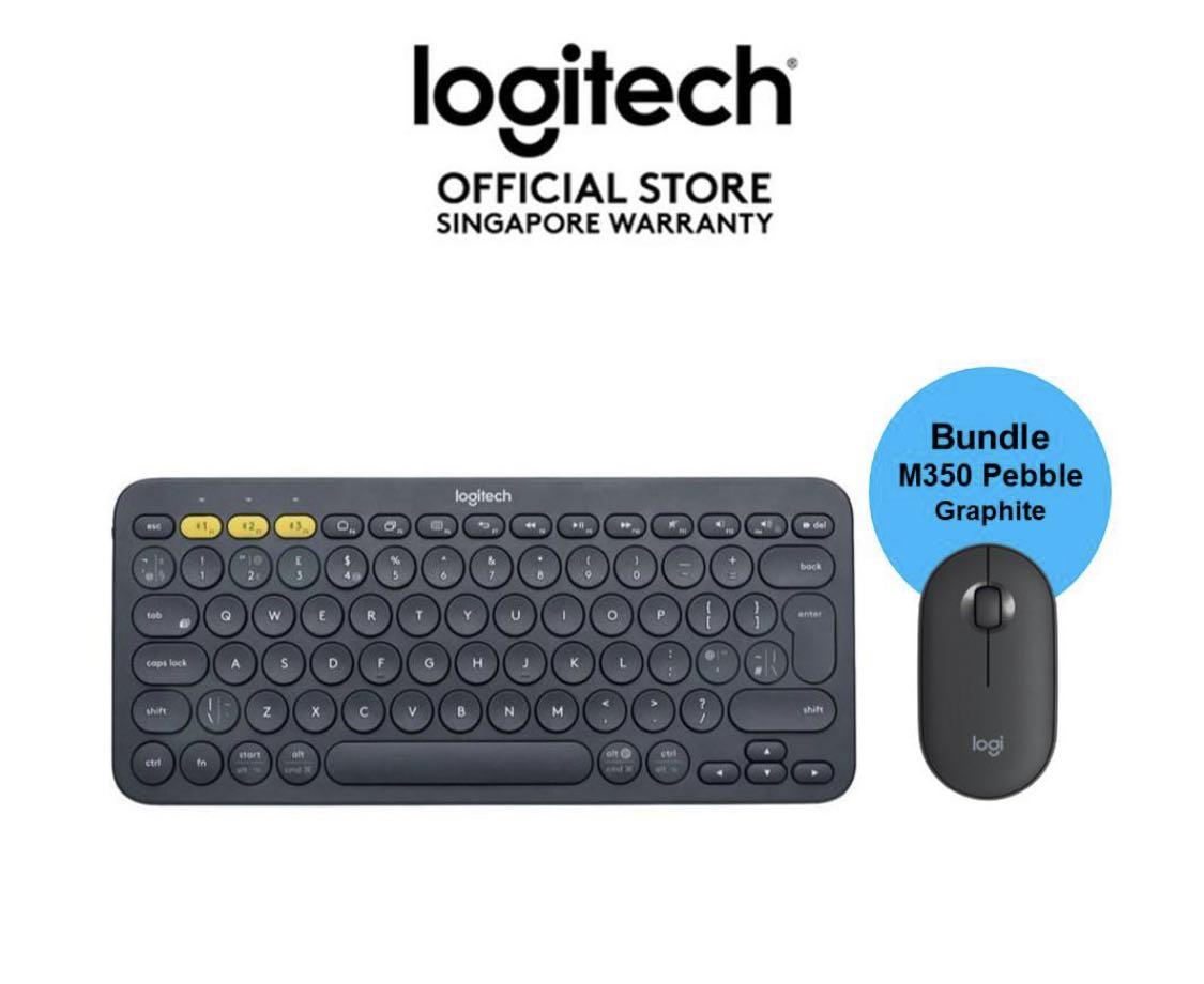 Logitech 380 Logitech K380 Multi-Device Bluetooth Keyboard Black + Logitech M350 ...