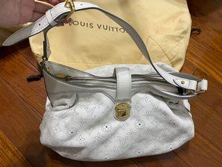 Louis Vuitton 真皮雷射雕刻設計monogram 白色滿版肩背包 手提包