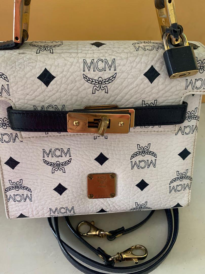 MCM mini kelly white, Luxury, Bags & Wallets on Carousell