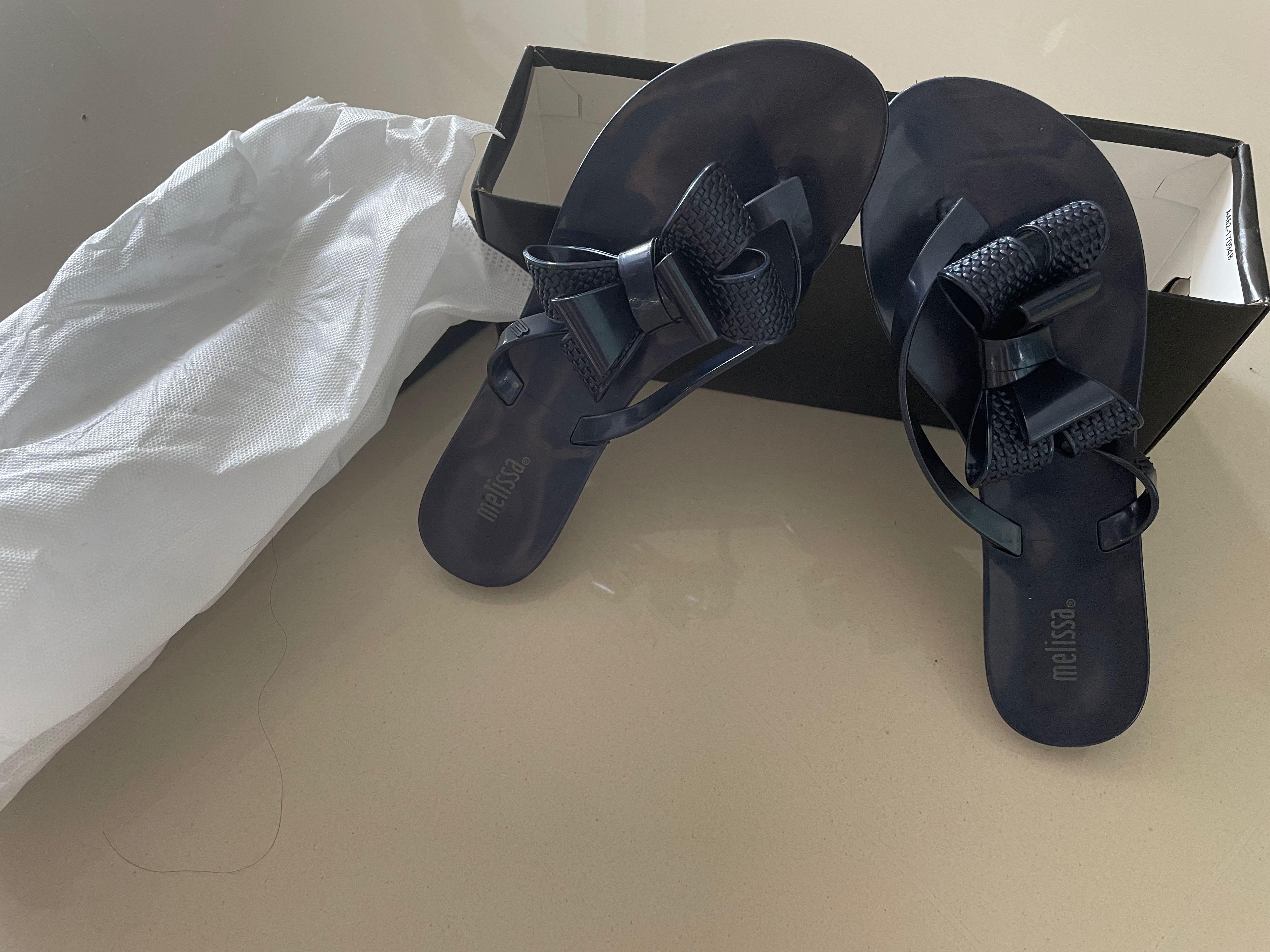 Navy bow sandals deals