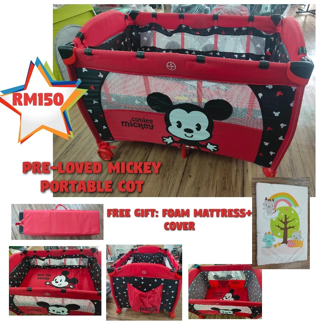 Mickey mouse travel cot online