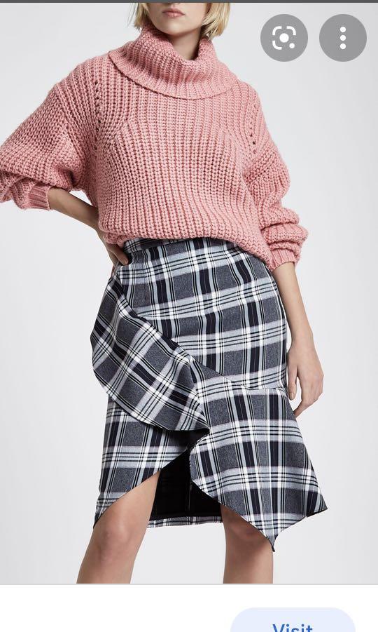 Checkered skirt sale river island