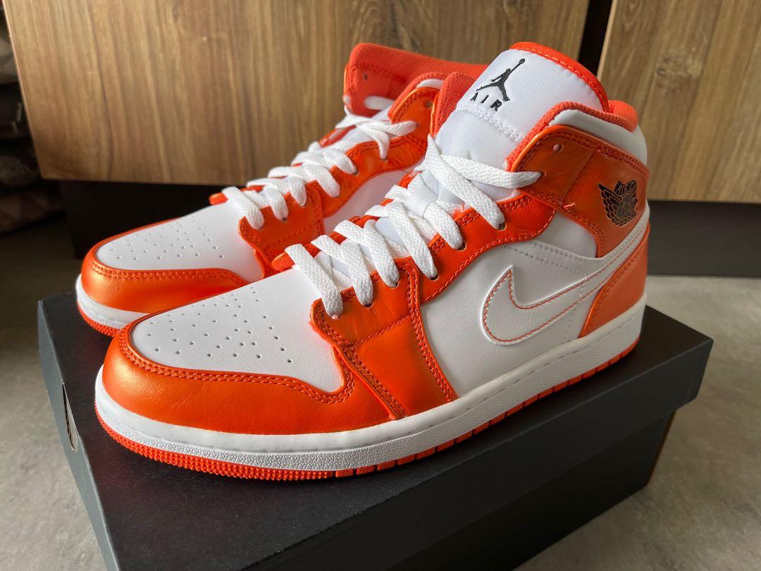 Nike air Jordan 1 mid metallic orange Men s Fashion Footwear