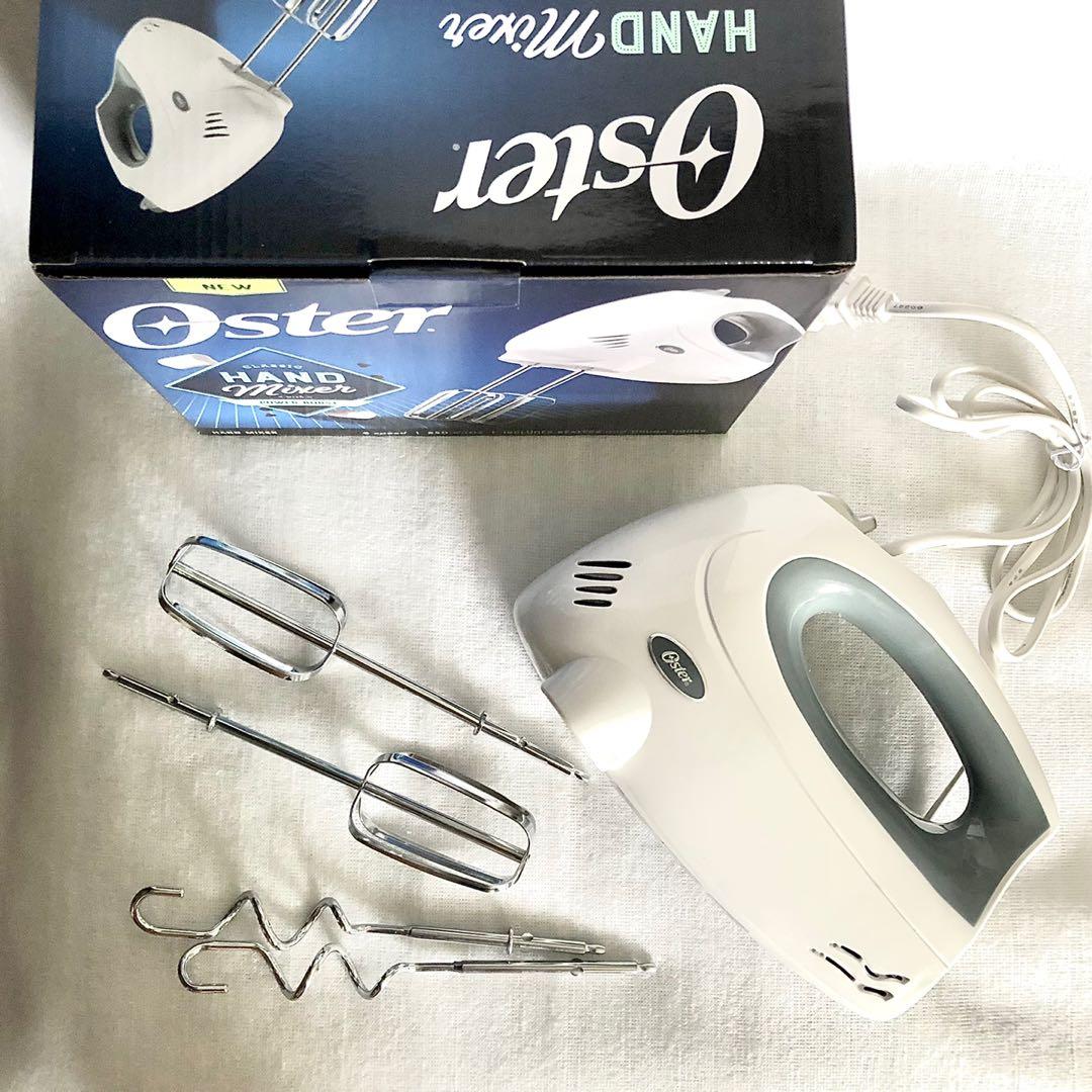 OSTER 6 SPEED HAND MIXER WITH CHROME PLATED BEATERS AND DOUGH HOOKS, TV & Home Appliances
