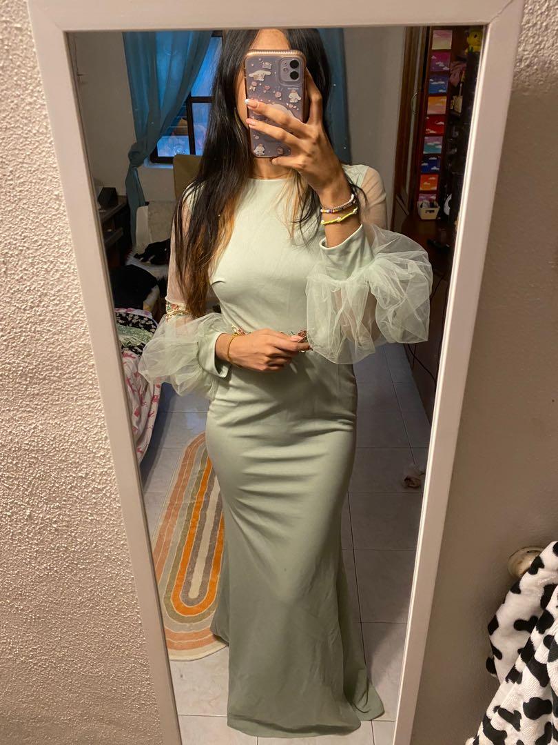 Pastel mint green dress store