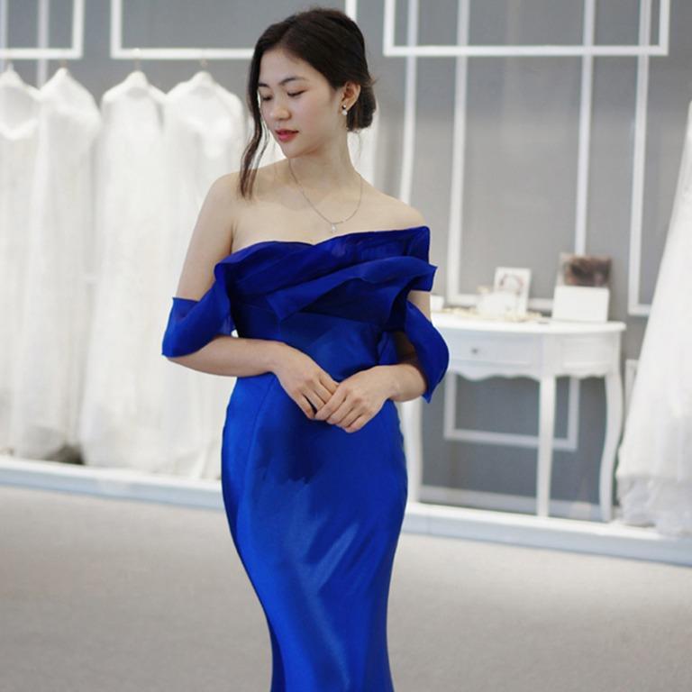 pre order red white blue mermaid bodycon fishtail shoulder evening