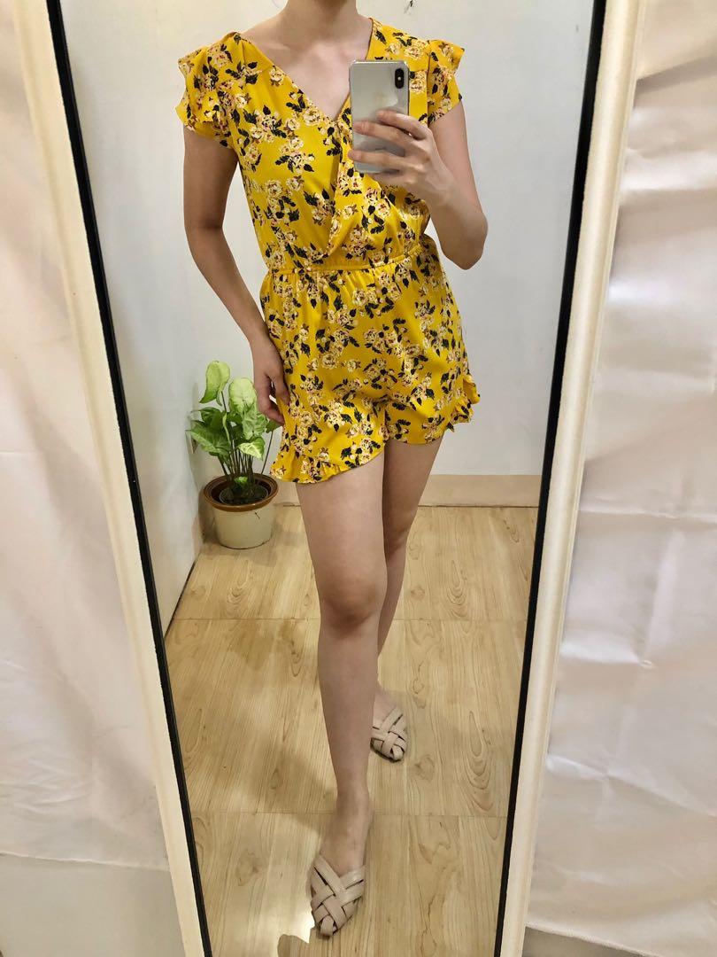 yellow romper shorts