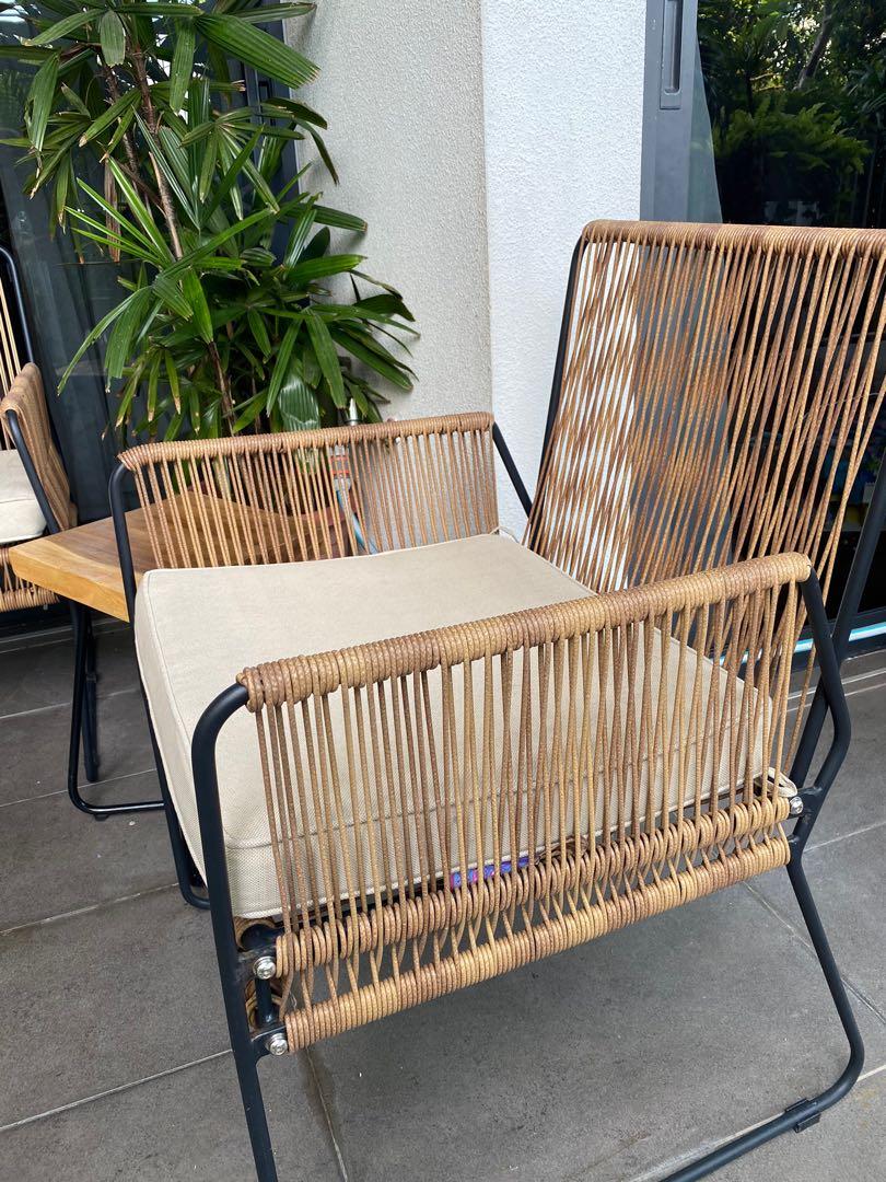 Rattan & solid wood outdoor setting, Furniture & Home Living, Furniture