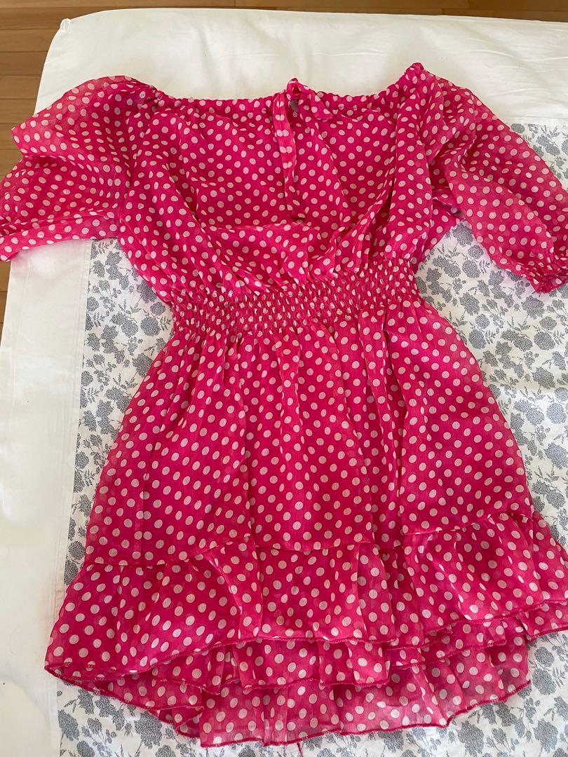 Red and shop white polka dress