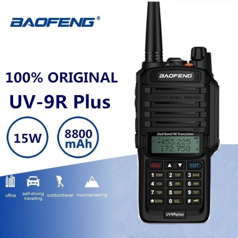 Baofeng UV 9R Plus Impermeable IP68 Walkie Talkie 8800 MAh