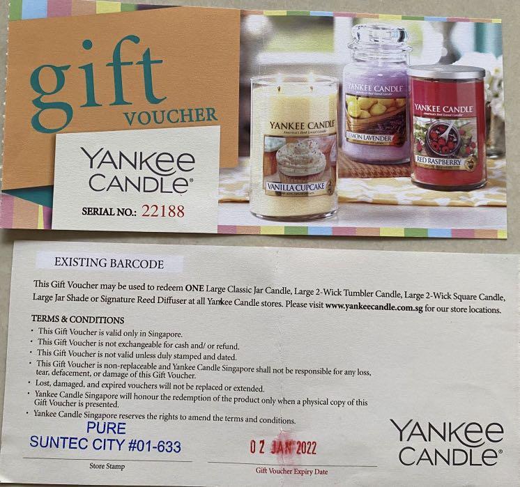 Yankee Candle Gift Voucher, Tickets & Vouchers, Vouchers on Carousell