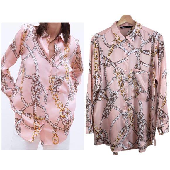 zara pink chain shirt