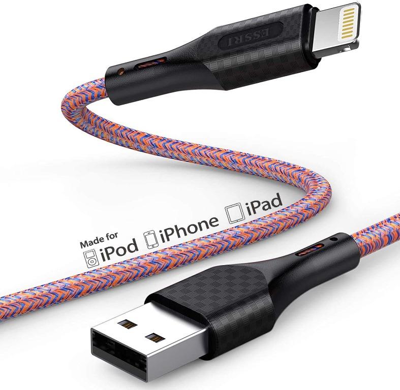 10918 Iphone Charger 2pack 30cm Mfi Certified Lightning To Usb A 10 Foot Cable Essri 10 Feet Extra Long Iphone Cord With Premium Nylon Braid For Apple Iphone 11 11pro X Xs Xr Xs Max 8 7 6 5s Se Mobile Phones Gadgets
