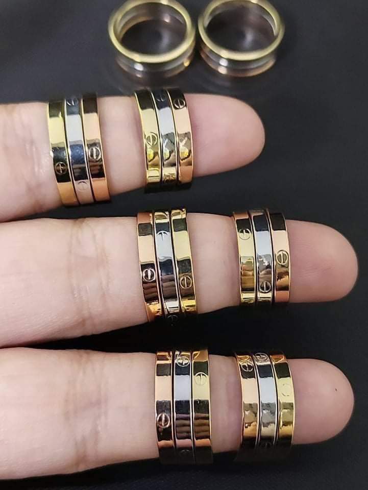 18K CARTIER 3 LAYER RING 3COLOR AND YG Women s Fashion Jewelry Organizers Rings on Carousell