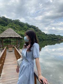 藍色綁帶洋裝