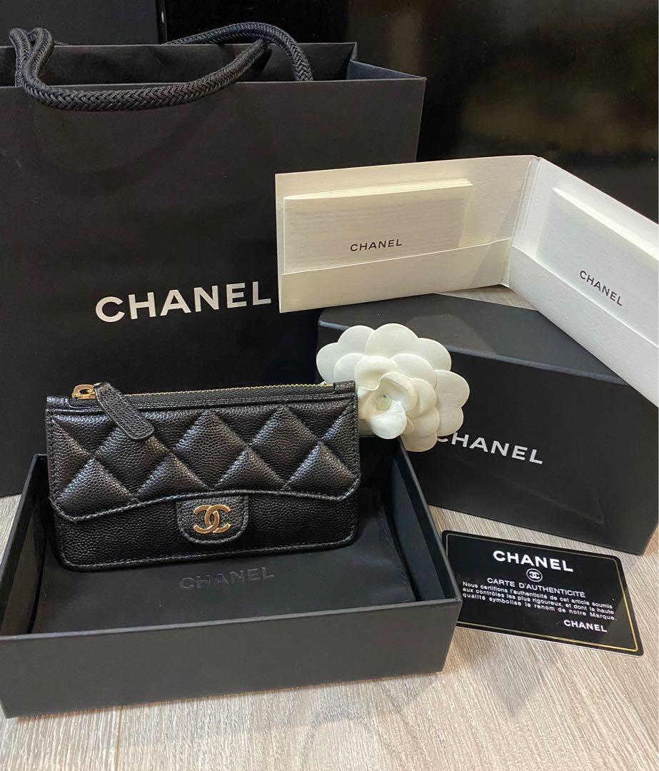 Chanel Quilted Flap Zip Card Holder Black Caviar  ＬＯＶＥＬＯＴＳＬＵＸＵＲＹ