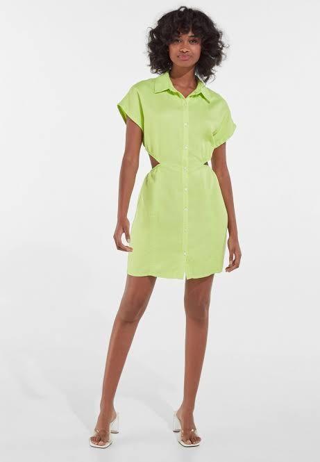 Bershka neon green lime dress Fesyen Wanita Pakaian Wanita Gaun Rok di Carousell