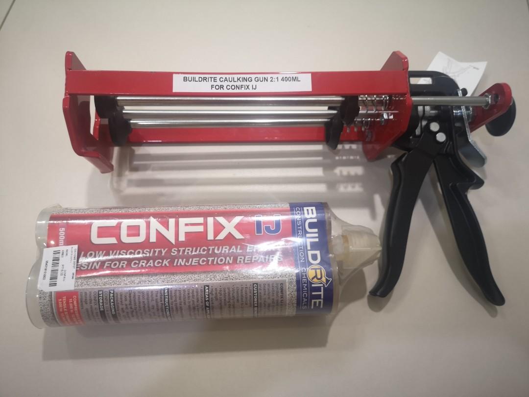 Buildrite Confix Caulking Gun w free Epoxy 500ml, Furniture & Home ...