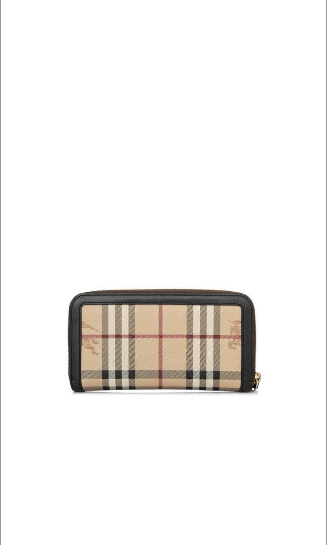 Burberry haymarket zip around wallet deals