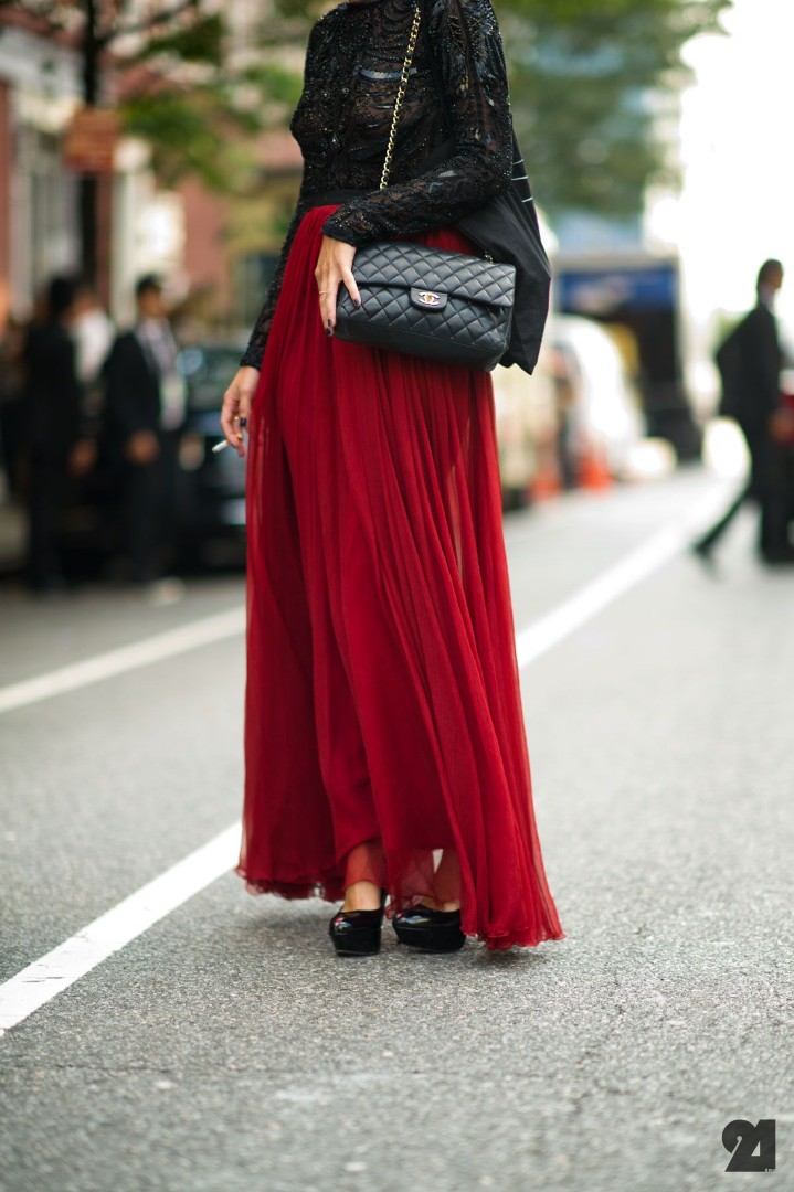 Chiffon skirt new arrivals long red