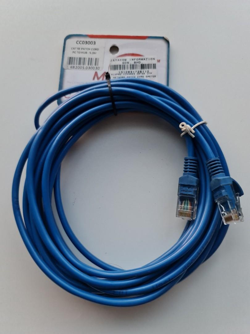 Ethernet cable (Category: Cables & Adaptors) located in Kuala Lumpur. Submitted by kryptonite_love (Listing ID 1111991699, Image 1). Description: CAT SE 5 meter.