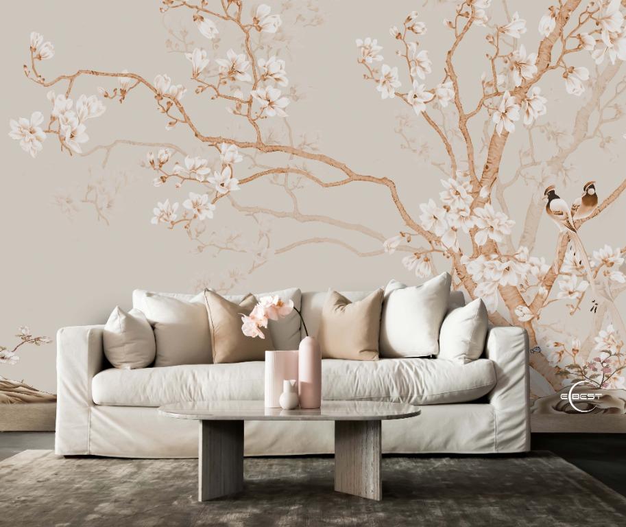 Flower mural wallpaper art wall, Home Services, Renovations, Interior ...