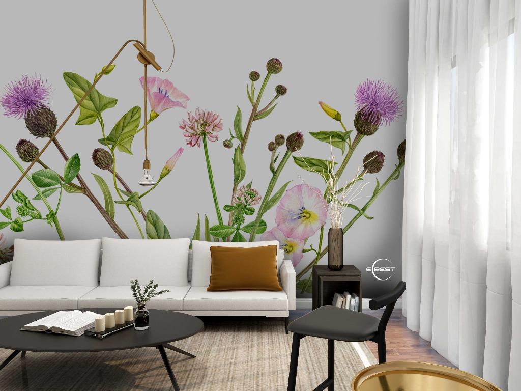Flower mural wallpaper art wall, Home Services, Renovations, Interior ...