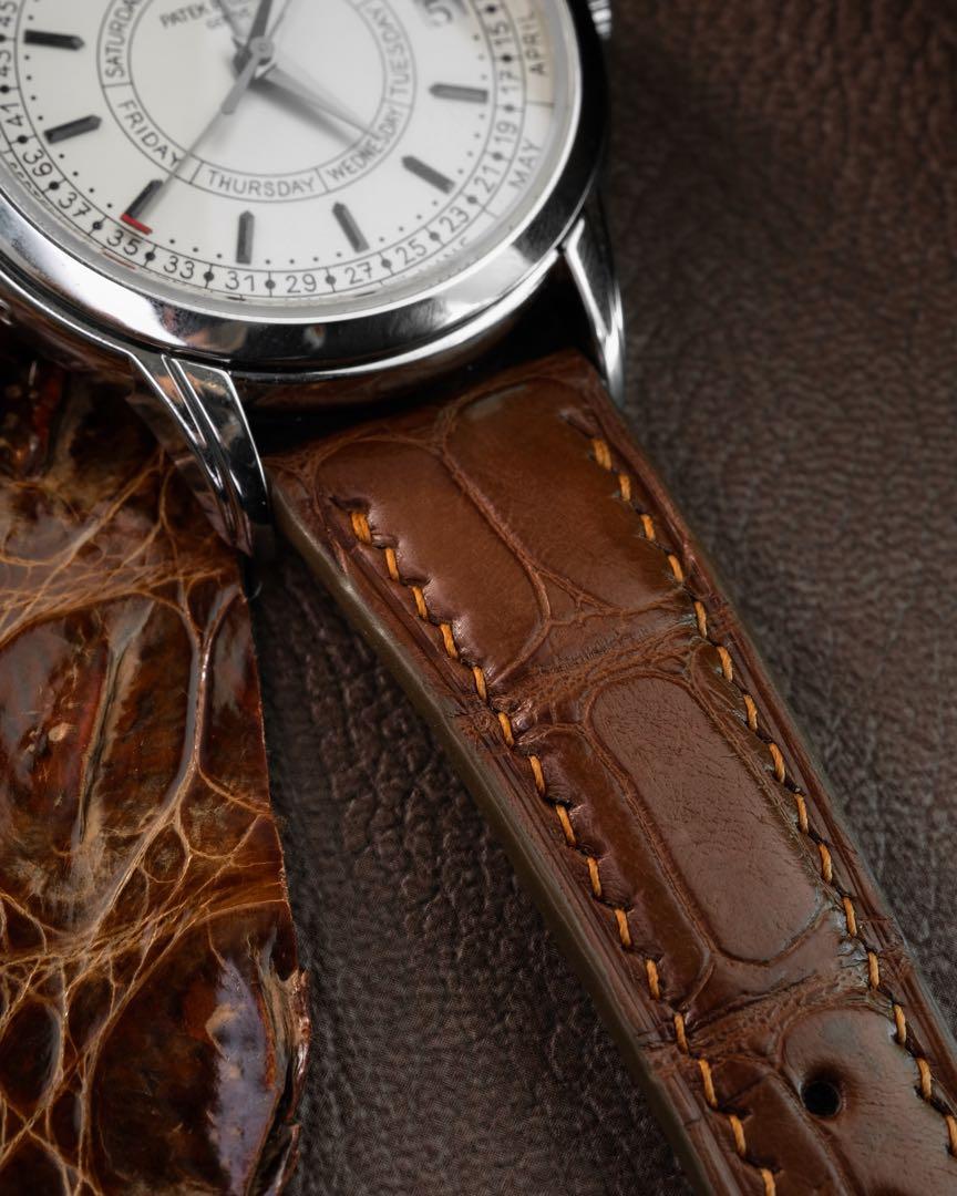 Handmade Handstitched Watch Strap In Brown Alligator Leather For Client s Patek Philippe 5121A Calatrava