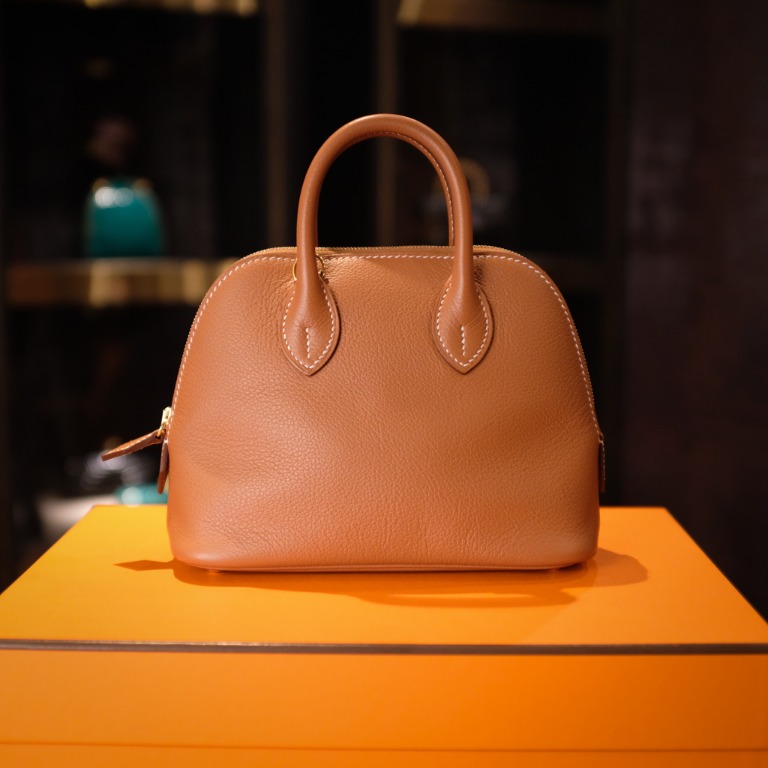 Hermes mini bolide gold, 名牌, 手袋及銀包- Carousell