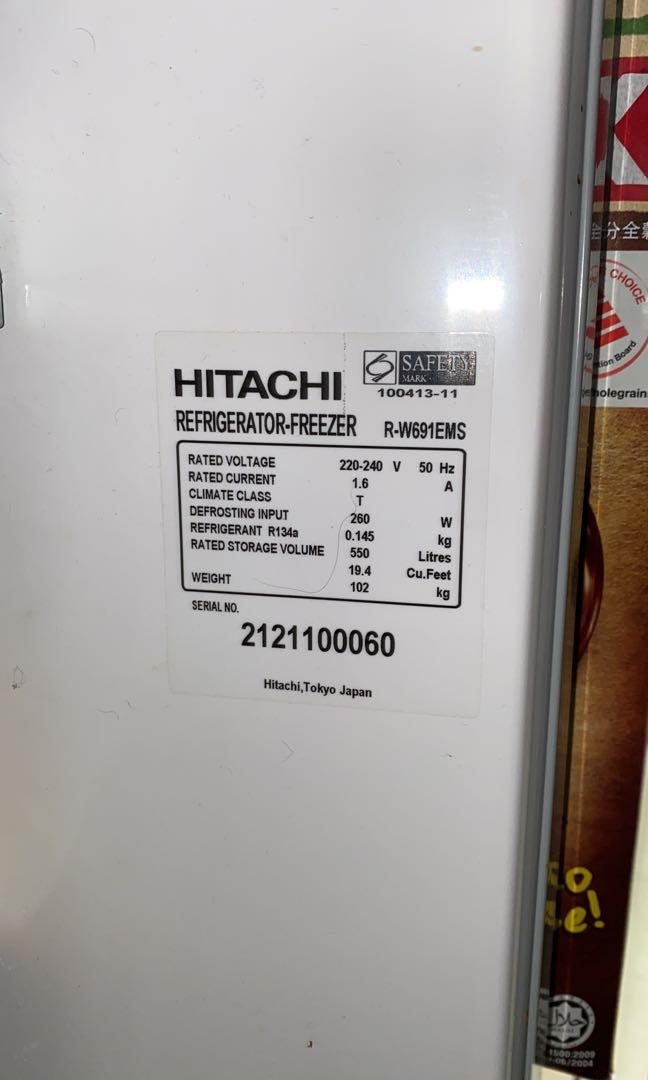 HITACHI RW691EMS Refrigerator, TV & Home Appliances, Kitchen