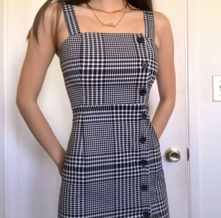 H&m black and best sale white checked dress