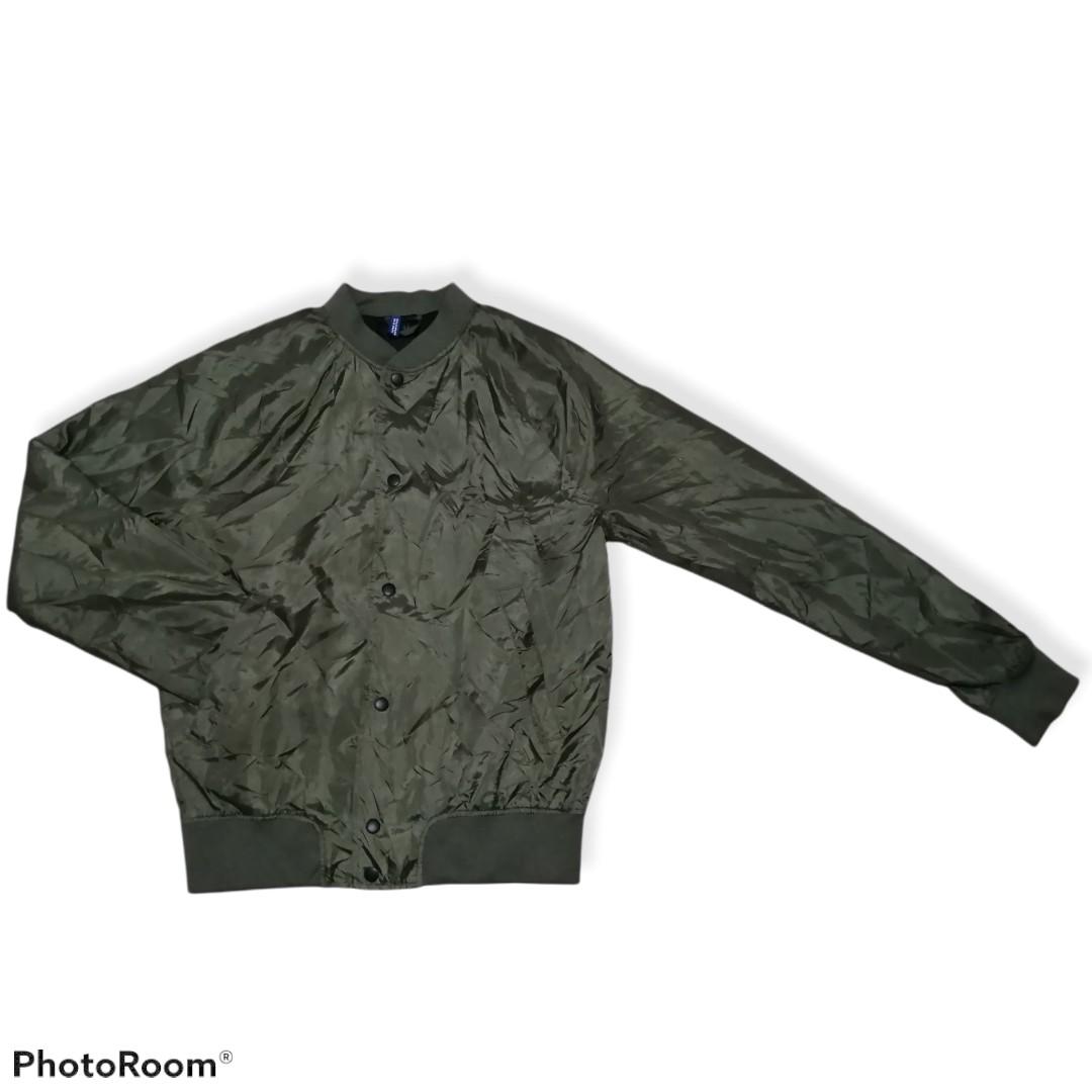 H&M varsity jacket olive green, Men's Fashion, Coats, Jackets and