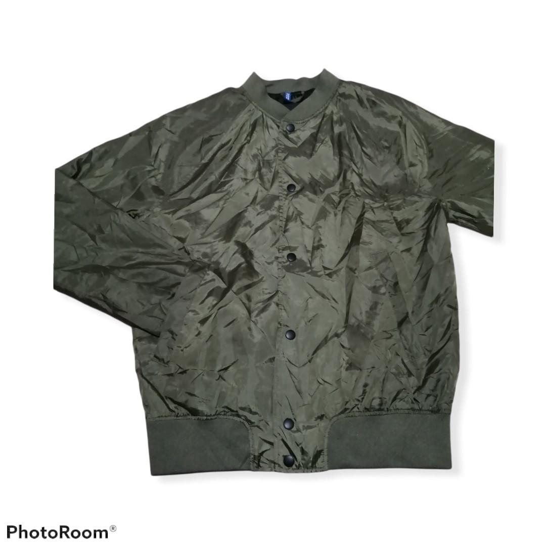 H&M varsity jacket olive green, Men's Fashion, Coats, Jackets and