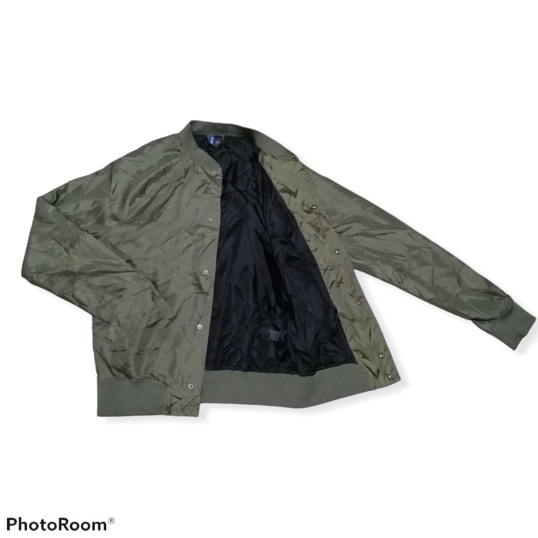 H&M varsity jacket olive green, Men's Fashion, Coats, Jackets and