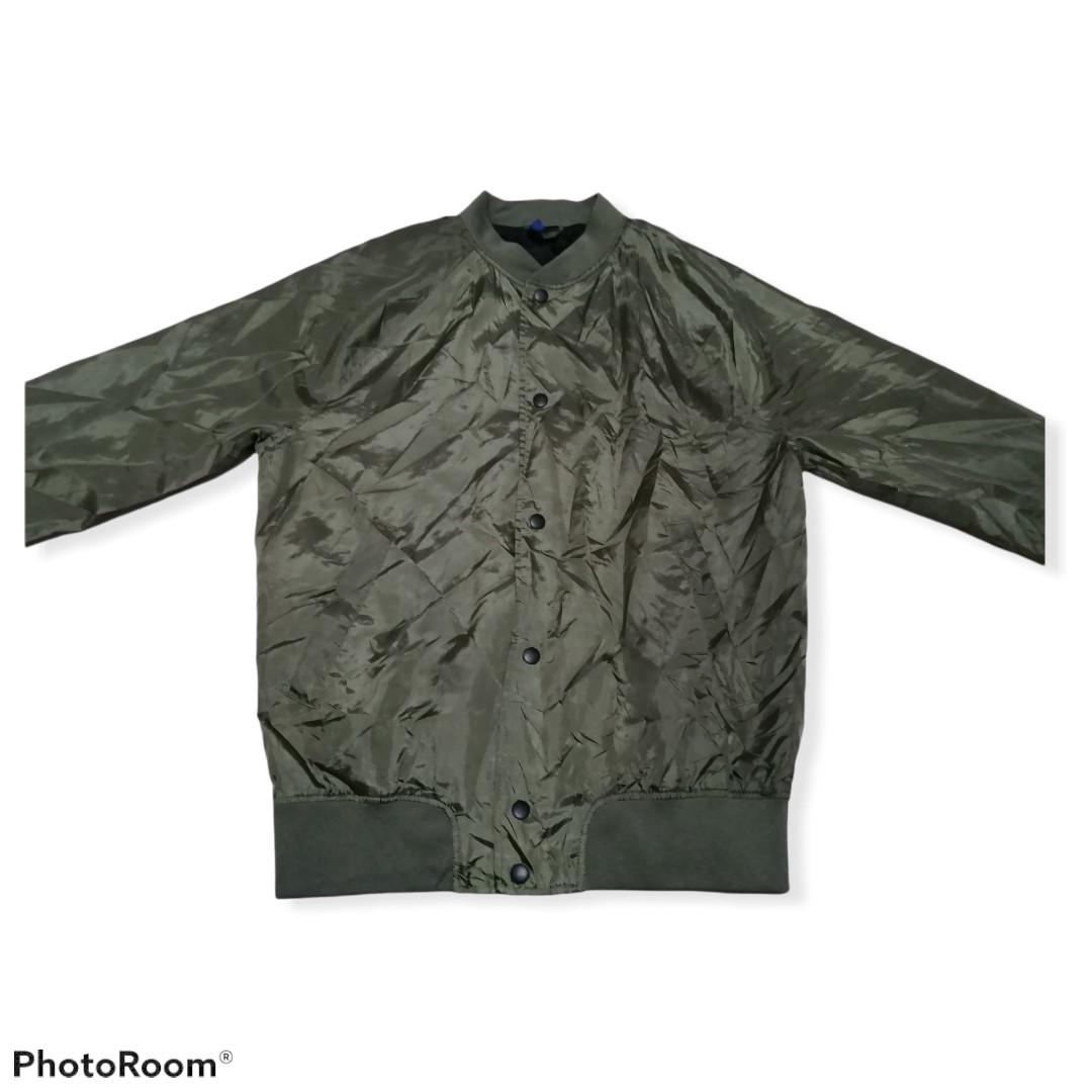 H&M varsity jacket olive green, Men's Fashion, Coats, Jackets and